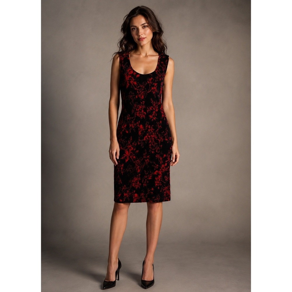 HD in‎ Paris Dress Womens S Black Red Rose Chenille Sleeveless Vamp Whimsigoth
